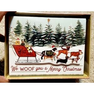 New Dog Sled Christmas Cards 3D Die Cut Out 18 Cards & Envelopes Glitter